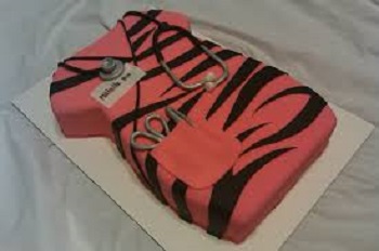 Nursing Scrubs Cake with Zebra Stripes