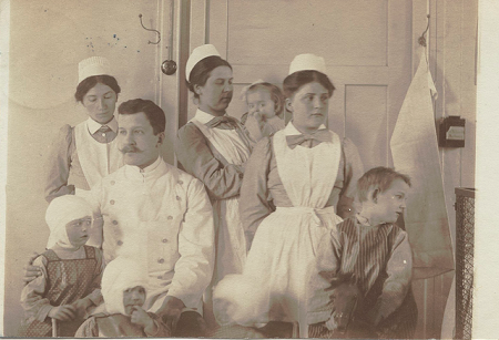 Vintage nurses and their young patients.