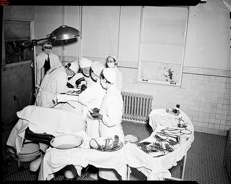 Vintage operating room nurses.