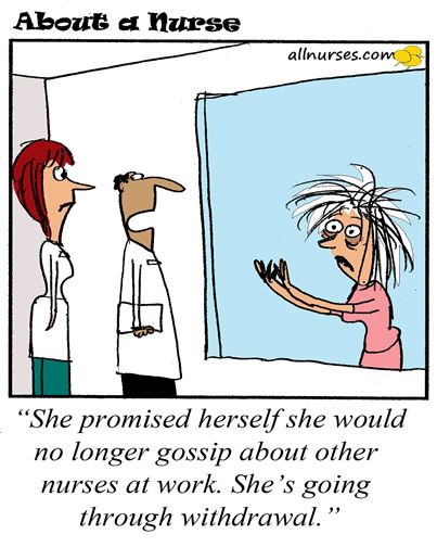 funny nurse gossip cartoon