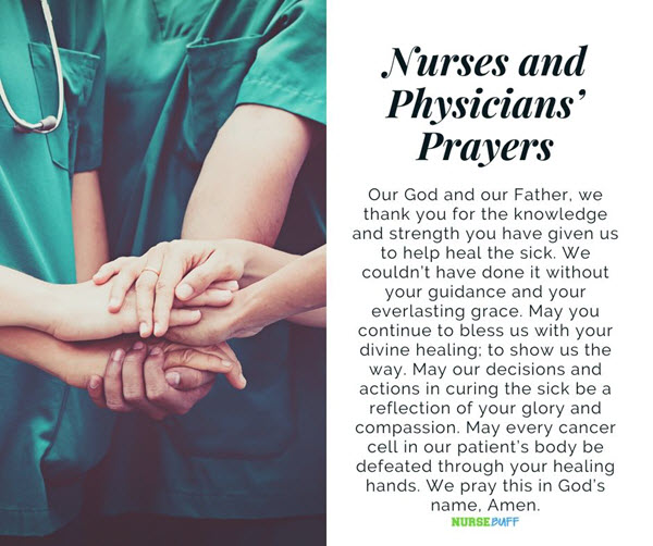 nurses and phisyicians prayers for cancer patients