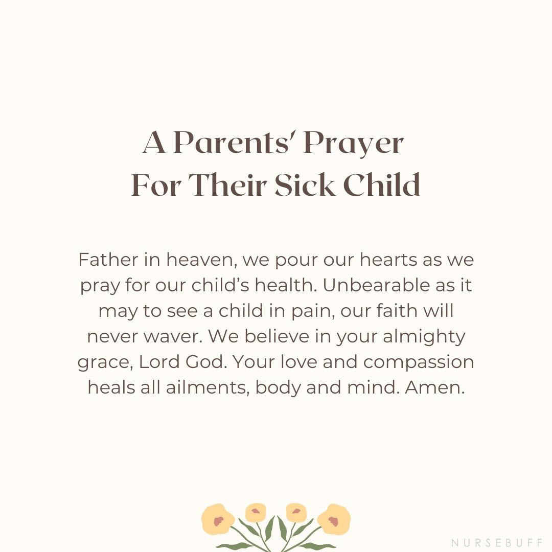 a parent prayer for their sick child