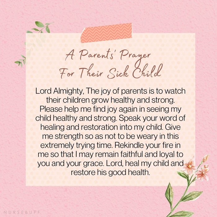 a parents prayer for their sick child