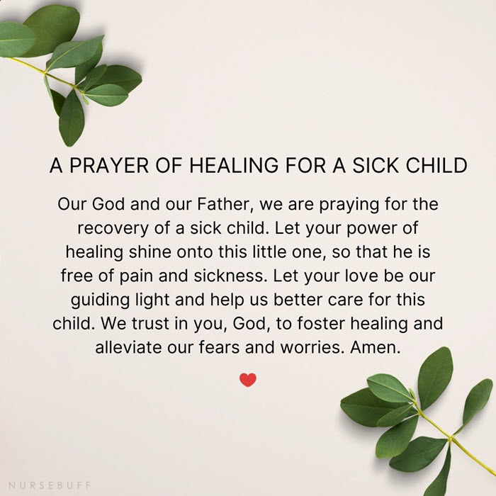 a prayer for healing for a sick child