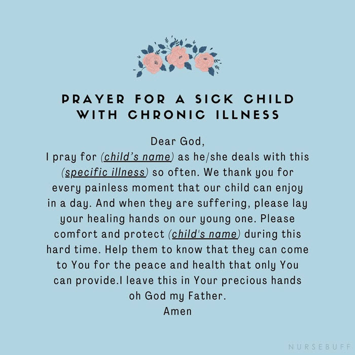 prayer for a sick child with chronic illness