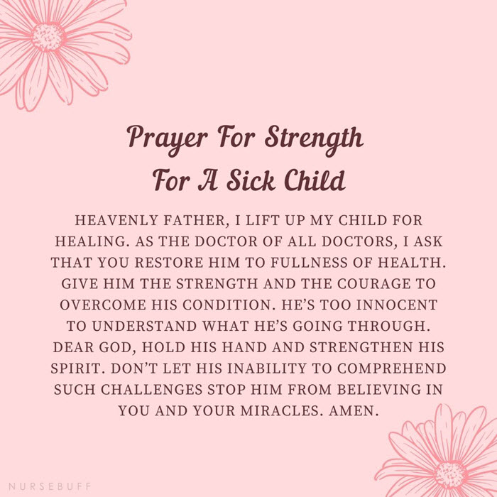 prayer for strength for a sick child