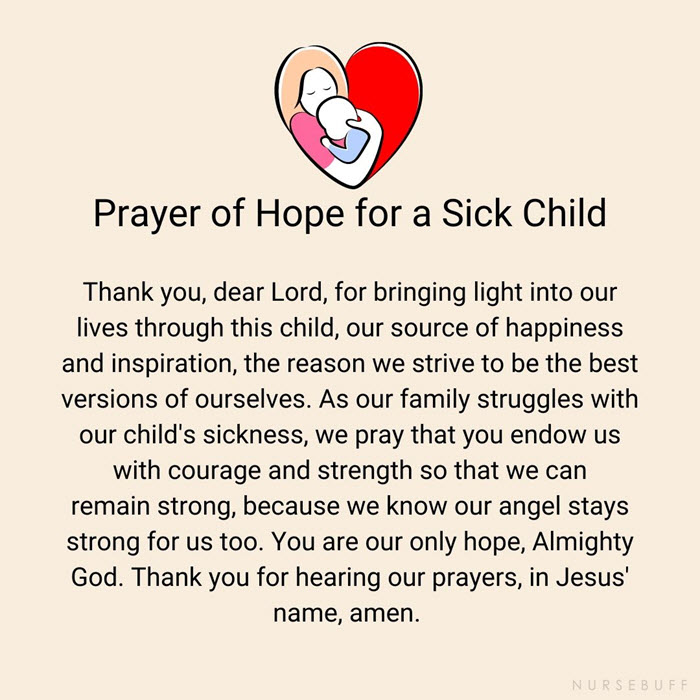 prayer of hope for a sick child