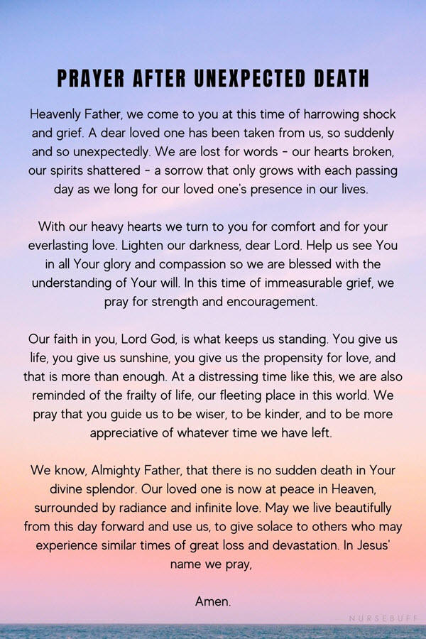 prayer after unexpected death