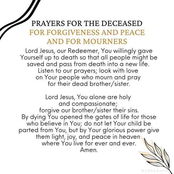 prayers for the deceased for forgiveness and peace and for mourners