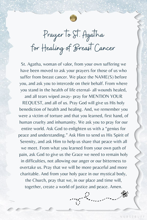 prayer to st agatha for healing of breast cancer