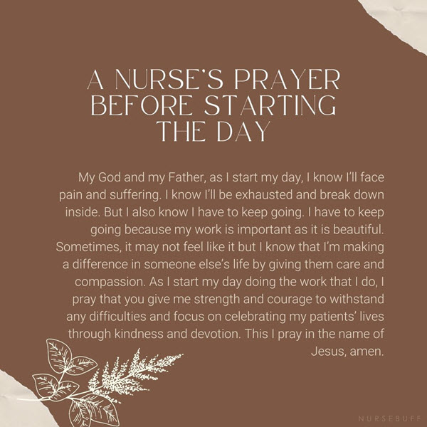 a nurses prayer before starting the day