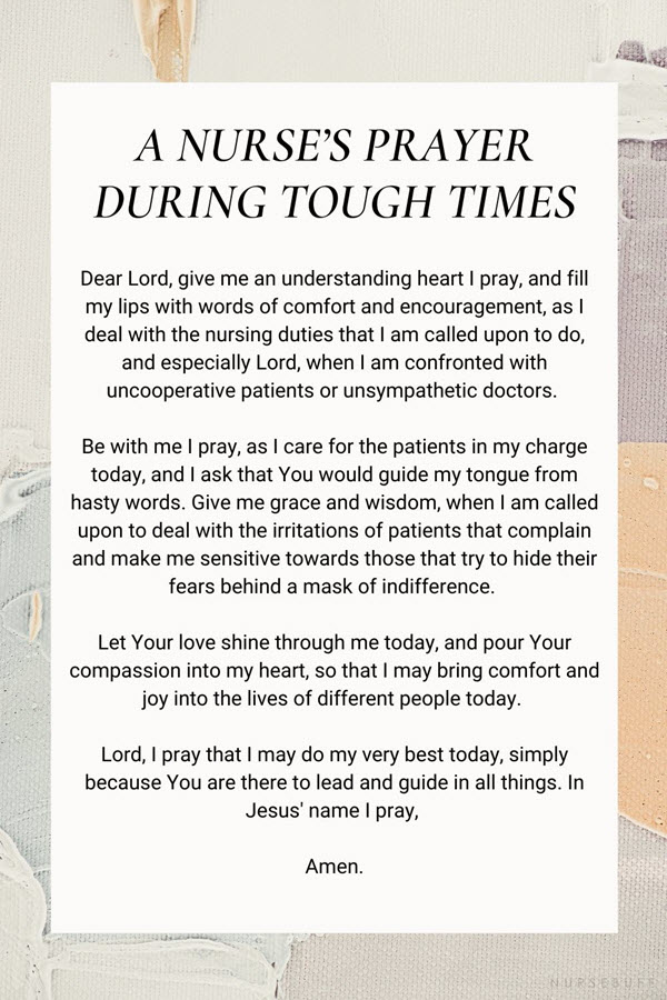a nurses prayer during tough times