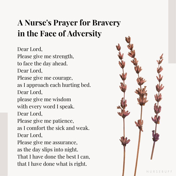 a nurses prayer for bravery in the face of adversity