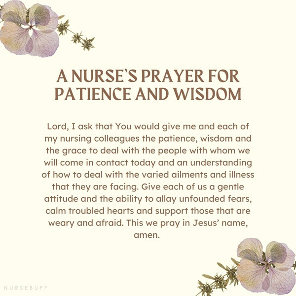 a nurses prayer for patience and wisdom