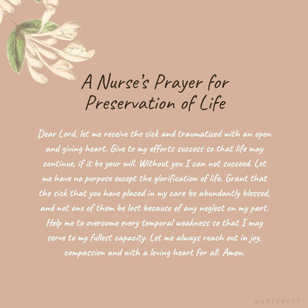 a nurses prayer for preservation of life