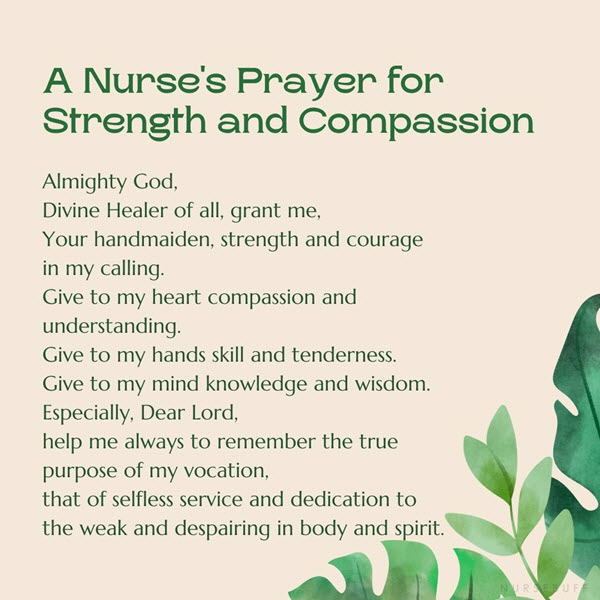 a nurses prayer for strength and compassion
