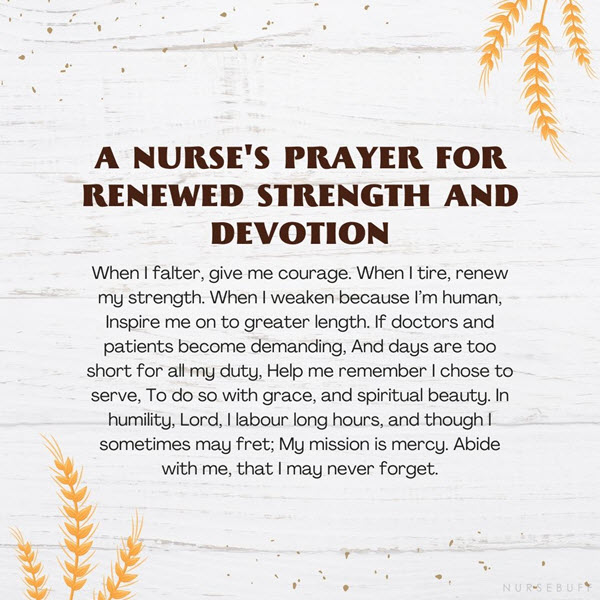 a nurses prayer to renewed strength and devotion