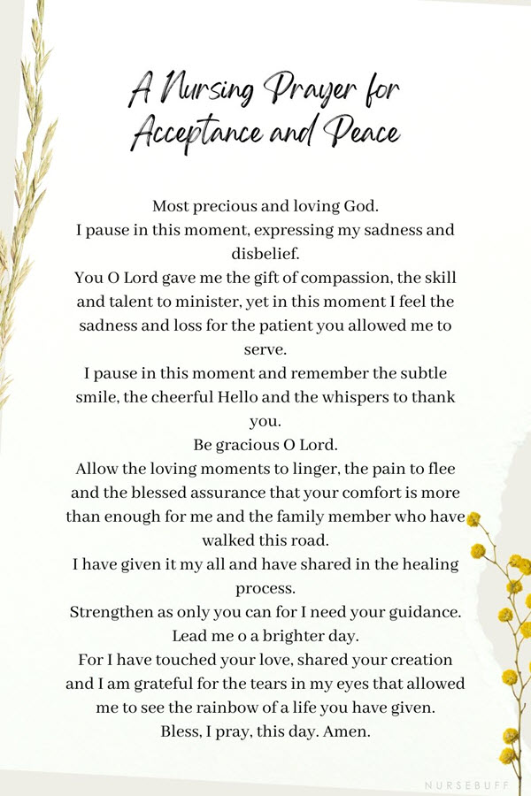 a nursing prayer for acceptance and peace