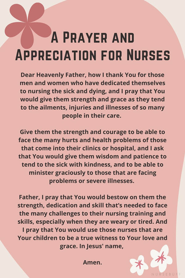a prayer and appreciation for nurses