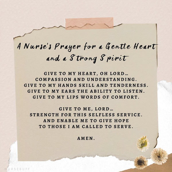 nurses prayer for a gentle heart and a strong spirit