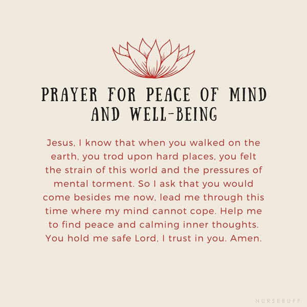 prayer for peace of mind and well being