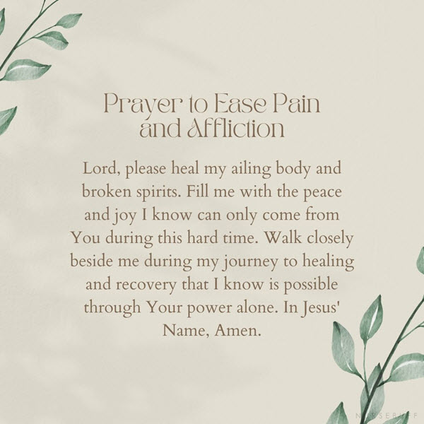 prayer to ease pain and affliction