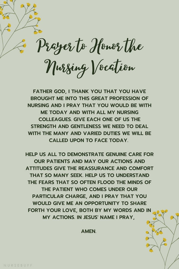 prayer to honor the nursing vocation